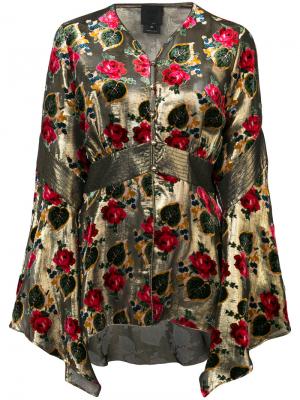 Блузка с цветочным узором Anna Sui. Цвет: металлический