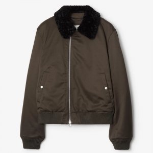 Куртка Shearling Bomber, темно-коричневый/хаки/черный Burberry