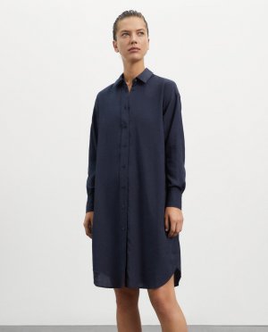Короткое трикотажное платье с рубашечными рукавами и застежкой на пуговицы , темно-синий Ecoalf
