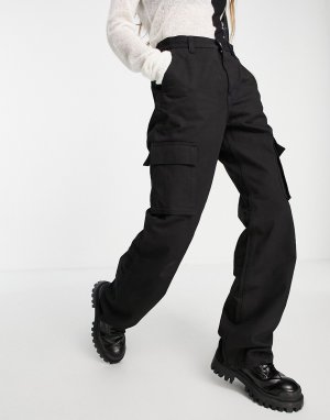 Черные брюки карго с широкими штанинами Echo Sky High-Черный Dr Denim