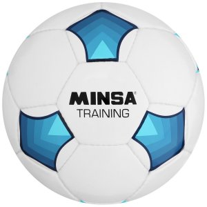 Мяч футбольный minsa training, pu, ручная сшивка, размер 5. Цвет: белый, голубой