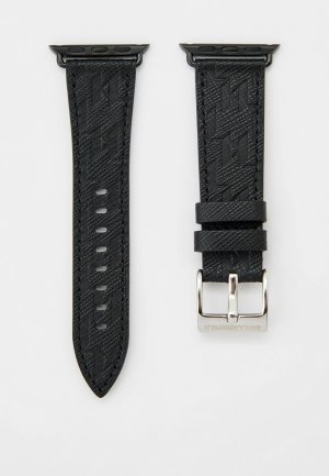 Ремешок для часов Karl Lagerfeld Apple Watch 38/40/41 мм, нат. кожа Real leather Saffiano. Цвет: черный