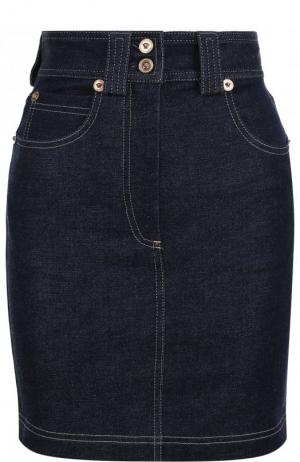 Джинсовая мини-юбка с контрастной прострочкой Versace. Цвет: синий