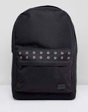 Черный рюкзак с карманом и люверсами Spiral. Цвет: черный