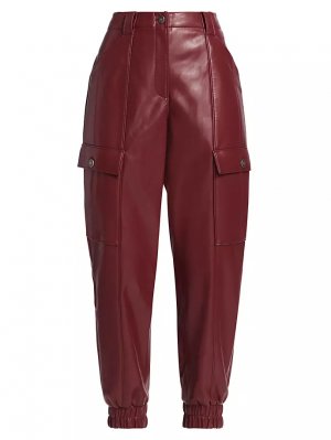 Укороченные брюки Kelly из искусственной кожи с высокой посадкой Cinq À Sept, цвет oxblood Sept