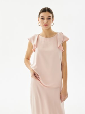 Женственная блузка с коротким рукавом Pompa. Цвет: розовый