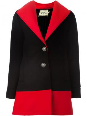 Короткое пальто в стиле колор-блок Fausto Puglisi. Цвет: чёрный