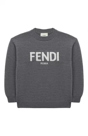 Шерстяной пуловер Fendi. Цвет: серый