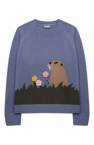 Шерстяной пуловер Il Gufo. Цвет: голубой