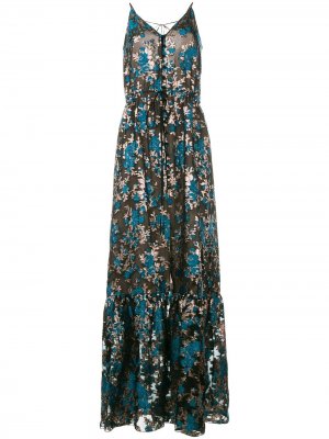Вечернее платье с цветочной вышивкой LANVIN. Цвет: синий
