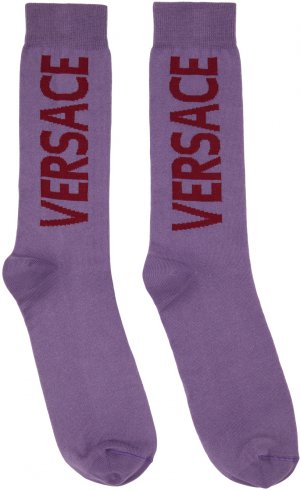 Пурпурные носки с логотипом Versace