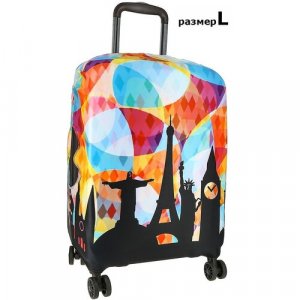 Чехол для чемодана 7008_L_чехол, размер L, мультиколор Vip collection. Цвет: оранжевый/черный/оранжевый-голубой/голубой