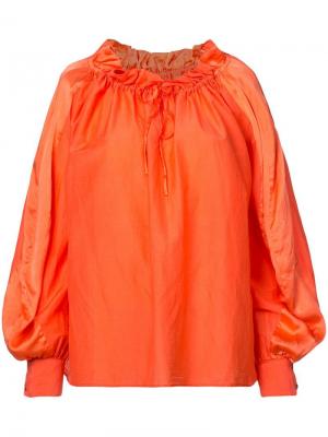 Свободная блузка с горловиной на шнурке Tsumori Chisato. Цвет: оранжевый