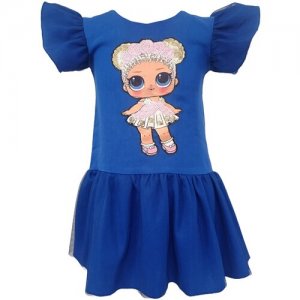 Платье с куклой ЛОЛ, размер 26 (86-92), синий KGMART. Цвет: синий