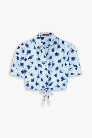 Укороченная рубашка Ben из хлопкового поплина с цветочным принтом , синий Altuzarra