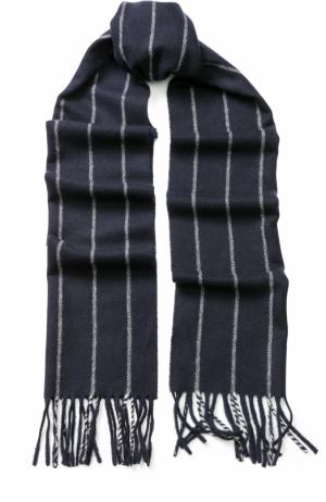 Шерстяной шарф с бахромой Eton. Цвет: темно-синий