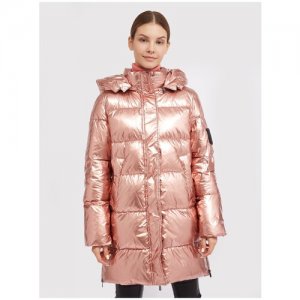 Пальто пуховик с молниями по бокам RU 46 / EU 40 M Pinko. Цвет: розовый