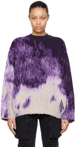 Фиолетовый жаккардовый свитер The Attico
