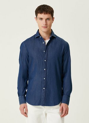 Синяя джинсовая рубашка Brunello Cucinelli