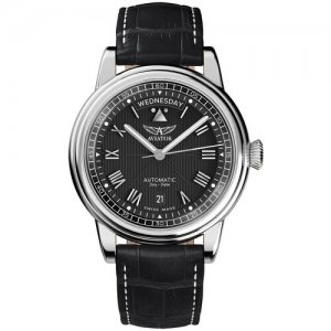 Наручные часы  V.3.35.0.274.4, черный, серебряный Aviator. Цвет: черный