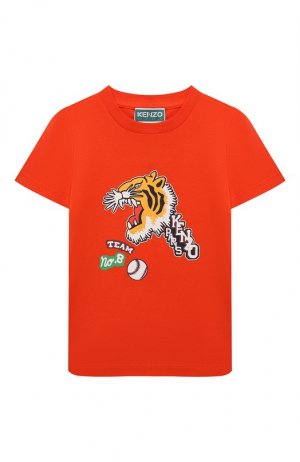 Хлопковая футболка Kenzo. Цвет: оранжевый