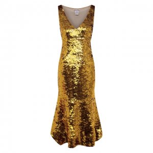 Платье с пайетками Oscar de la Renta. Цвет: золотой