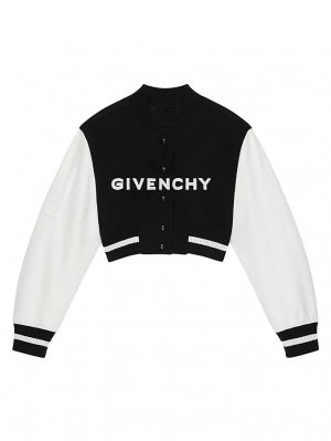 Укороченная университетская куртка из шерсти и кожи , белый Givenchy
