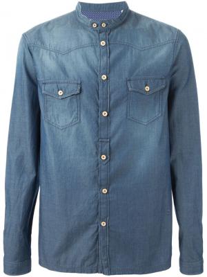 Джинсовая рубашка с воротником-стойкой Paolo Pecora. Цвет: синий