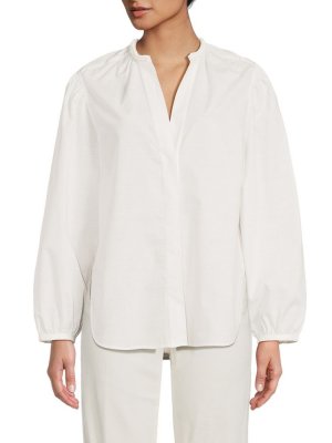Блузка на пуговицах с однотонной лентой , цвет Optic White Vince