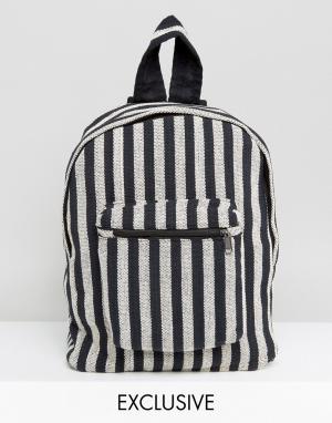 Рюкзак с полосками Inspired Reclaimed Vintage. Цвет: черный