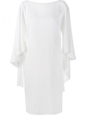 Платье с кейпом Alberta Ferretti. Цвет: белый