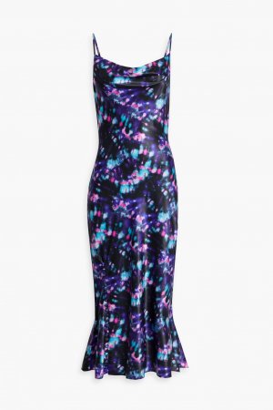 Атласное платье-комбинация миди с принтом Lia , фиолетовый Olivia Rubin