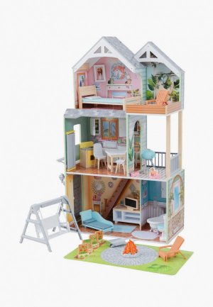 Дом для куклы KidKraft Хэлли, с мебелью 31 предмет в наборе, свет, звук, кукол 30 см. Цвет: разноцветный