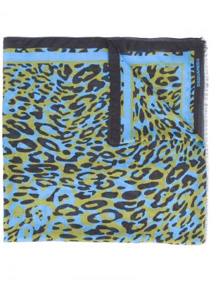 Платок с леопардовым узором Dsquared2. Цвет: синий