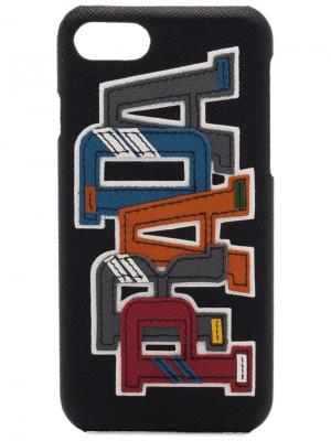 Чехол для iPhone 7 с логотипом Prada. Цвет: черный