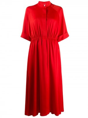 Платье с воротником-стойкой и кулиской Mulberry. Цвет: красный