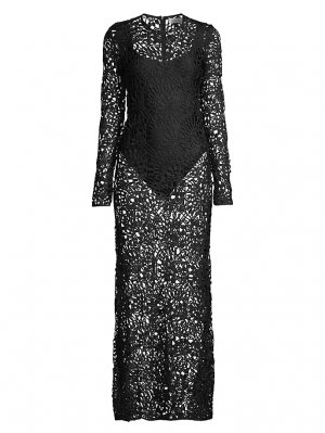 Кружевное платье макси Camila с геометрическим узором , черный Delfi