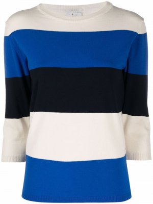 Stripe-print three-quarter sleeves knitted top Woolrich. Цвет: синий