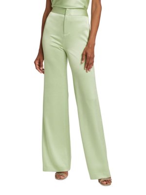 Расклешенные атласные брюки Deanna , цвет Green Tea Alice + Olivia