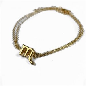 Браслет-цепочка с кулоном знаки зодиака Скорпион, 50 см, цвет золото GrowUp. Цвет: золотой