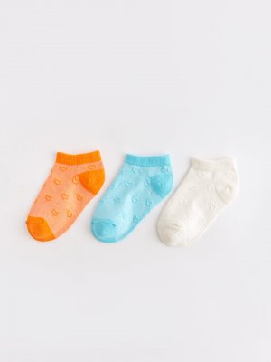 Носки-пинетки с рисунком для маленьких девочек, 3 предмета LCW ECO, светло-оранжевый Eco
