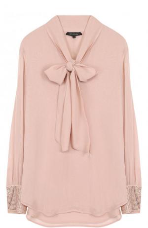 Шелковая блуза свободного кроя с воротником аскот St. John. Цвет: розовый