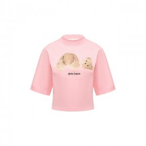 Хлопковая футболка Palm Angels. Цвет: розовый
