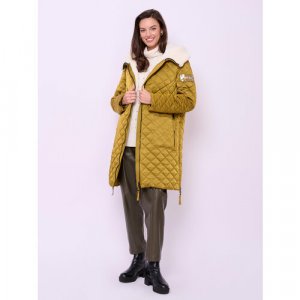 Куртка , демисезон/зима, средней длины, силуэт прямой, ветрозащитная, карманы, ультралегкая, утепленная, стеганая, размер 42, желтый Franco Vello. Цвет: желтый