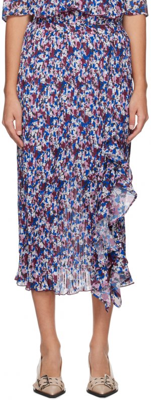 Разноцветная плиссированная юбка-миди Ganni, цвет Multicolor GANNI