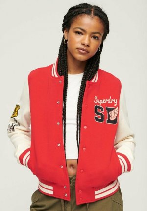 Бомбер Chaquetas COLLEGE SCRIPTED, цвет oatmeal rebel red Superdry