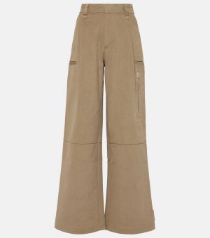 Хлопковые брюки карго с высокой посадкой и широкими штанинами Ami Paris, коричневый Paris