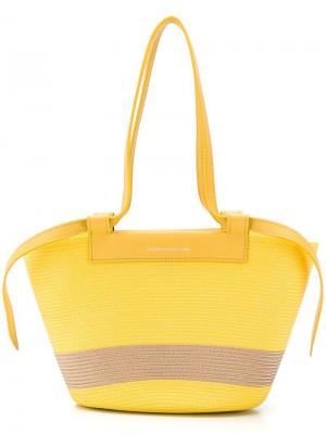 Панельная сумка-тоут плетеного дизайна Elena Ghisellini. Цвет: желтый