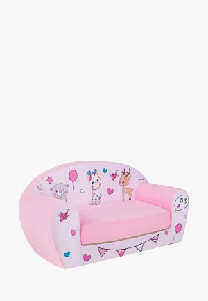 Игрушка мягкая Paremo Раскладной бескаркасный (мягкий) детский диван серии Мимими, Крошка Рони день рождения. Цвет: розовый