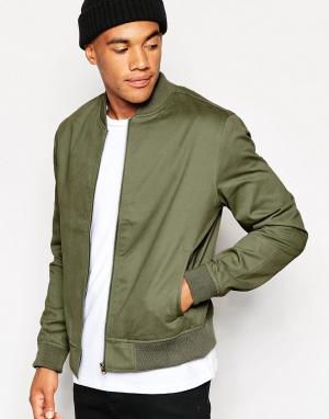 Хлопковая куртка‑пилот цвета хаки New Look. Цвет: зеленый